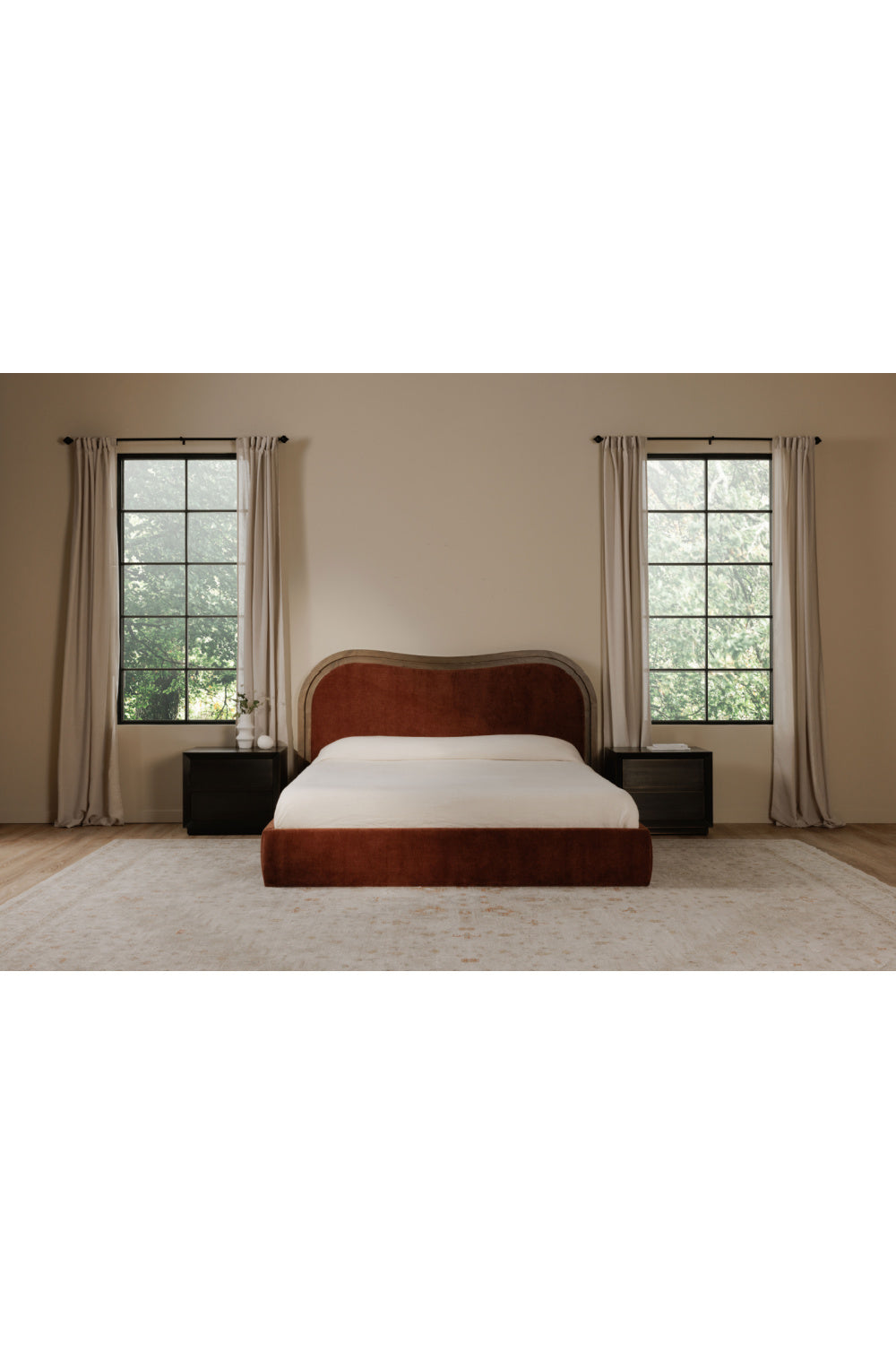 Modern European furniture - Brown Wave Headboard Bed - www.oroa.com