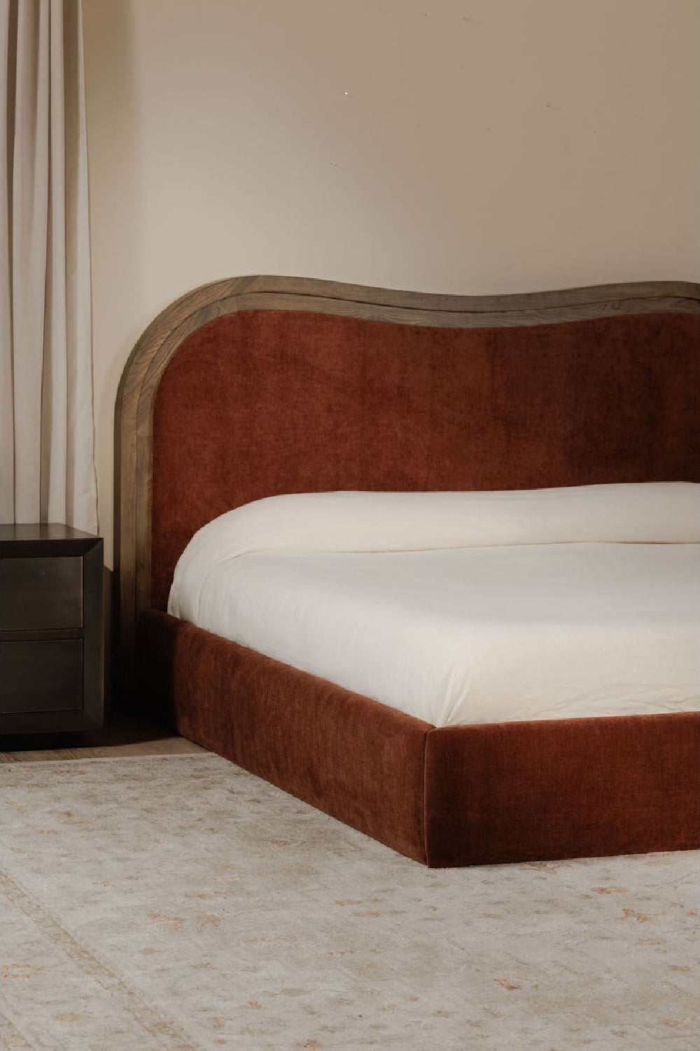 Modern European furniture - Brown Wave Headboard Bed - www.oroa.com
