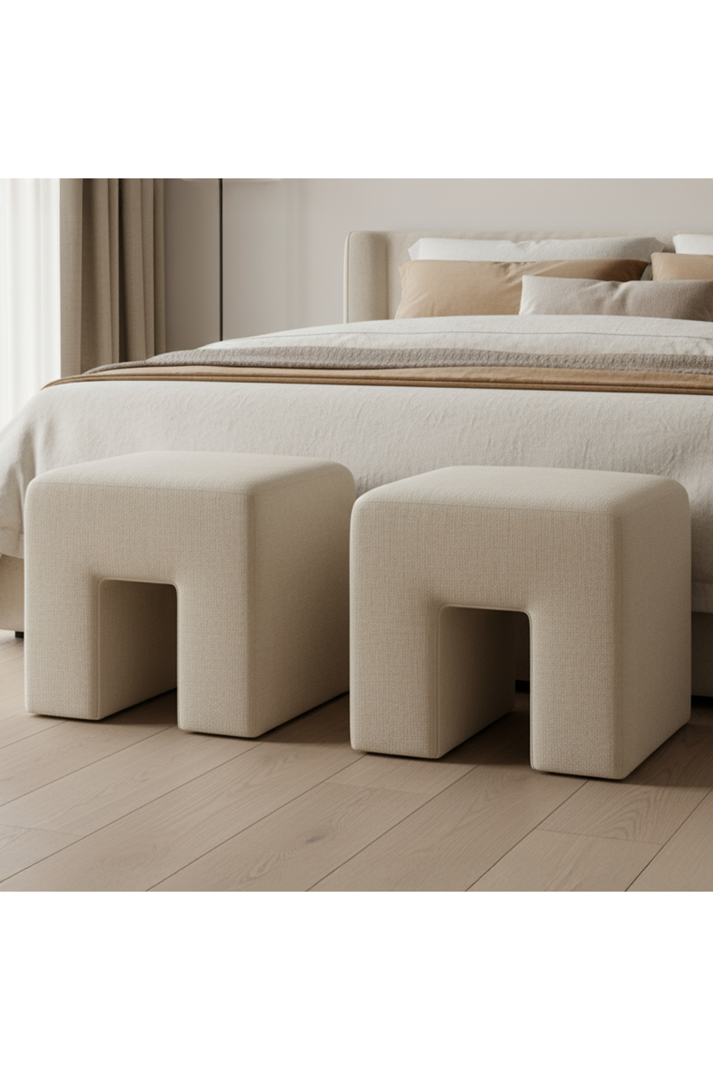 Linen Blend Square Stool | Novi Living Aidy | Oroa.com
