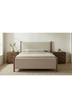 Modern European furniture - Rubberwood Framed Beige Bed - www.oroa.com
