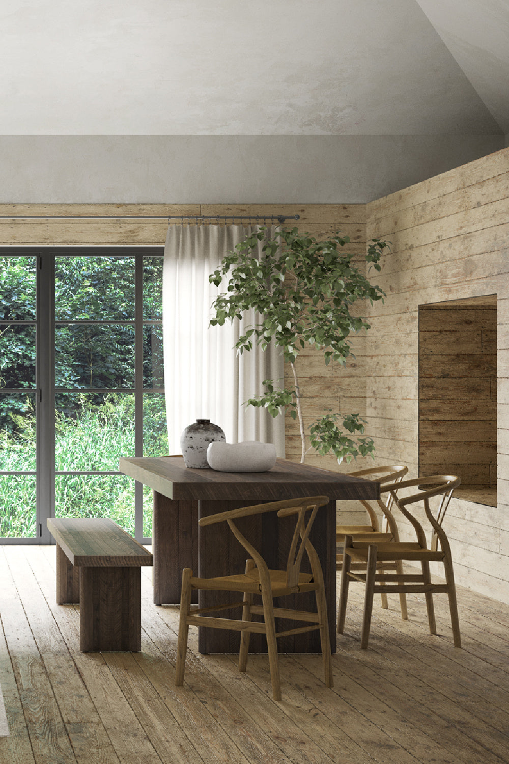 Modern European furniture - Mate Pine Dining Bench - www.oroa.com