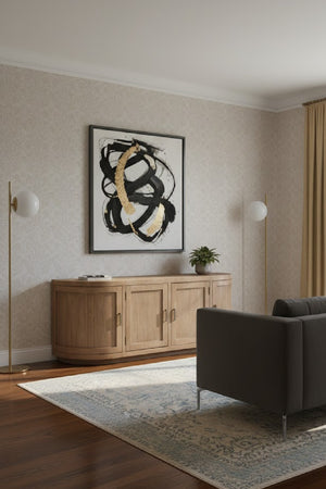 Pine Wood 4-Door Media Cabinet | Novi Living Nicola | Oroa.com