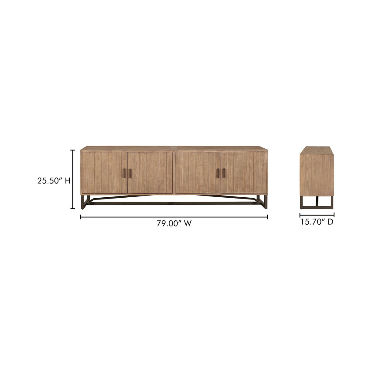 Modern European furniture - Pine Wood 4-Door Media Unit - www.oroa.com