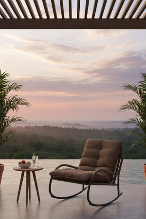 Minimalist Outdoor Wicker Rocking Chair | Novi Living Lyra | Oroa.com