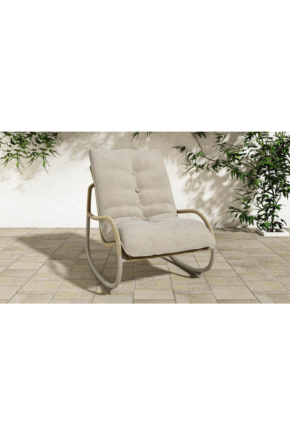 Minimalist Outdoor Wicker Rocking Chair | Novi Living Lyra | Oroa.com