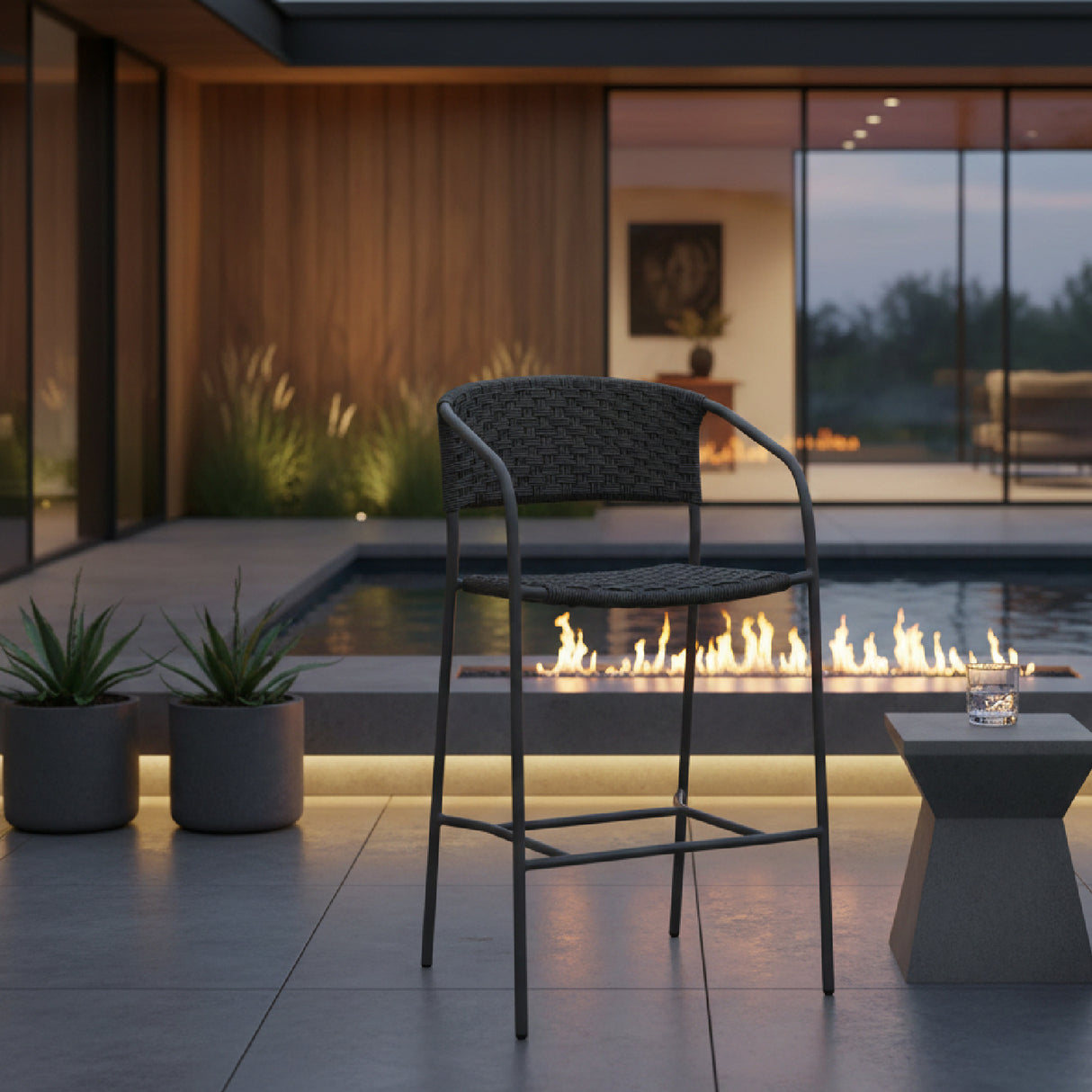 Modern European furniture - Basketweave Outdoor Bar Stool - www.oroa.com