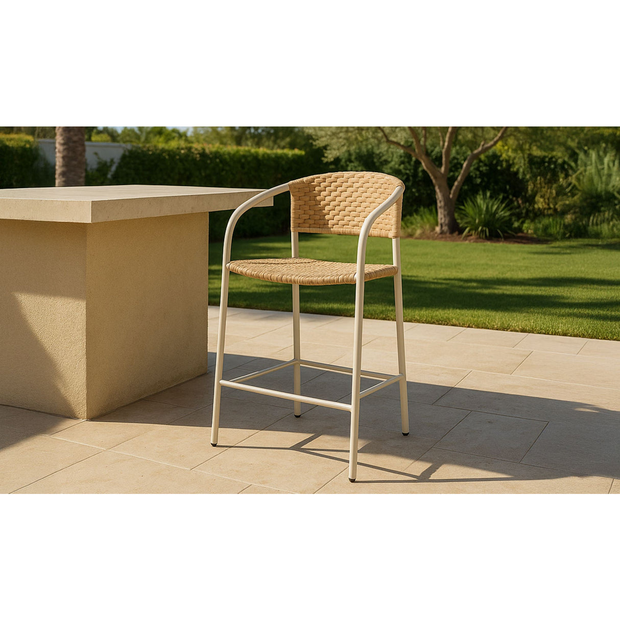 Modern European furniture - Basketweave Outdoor Counter Chair - www.oroa.com