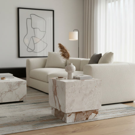 Modern European furniture - Italian Marble Square Side Table - www.oroa.com