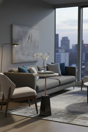 Modern European furniture - White Marble Accent Table - www.oroa.com