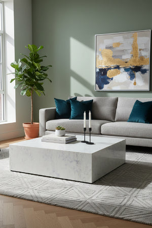 Modern European furniture - Square White Marble Coffee Table - www.oroa.com