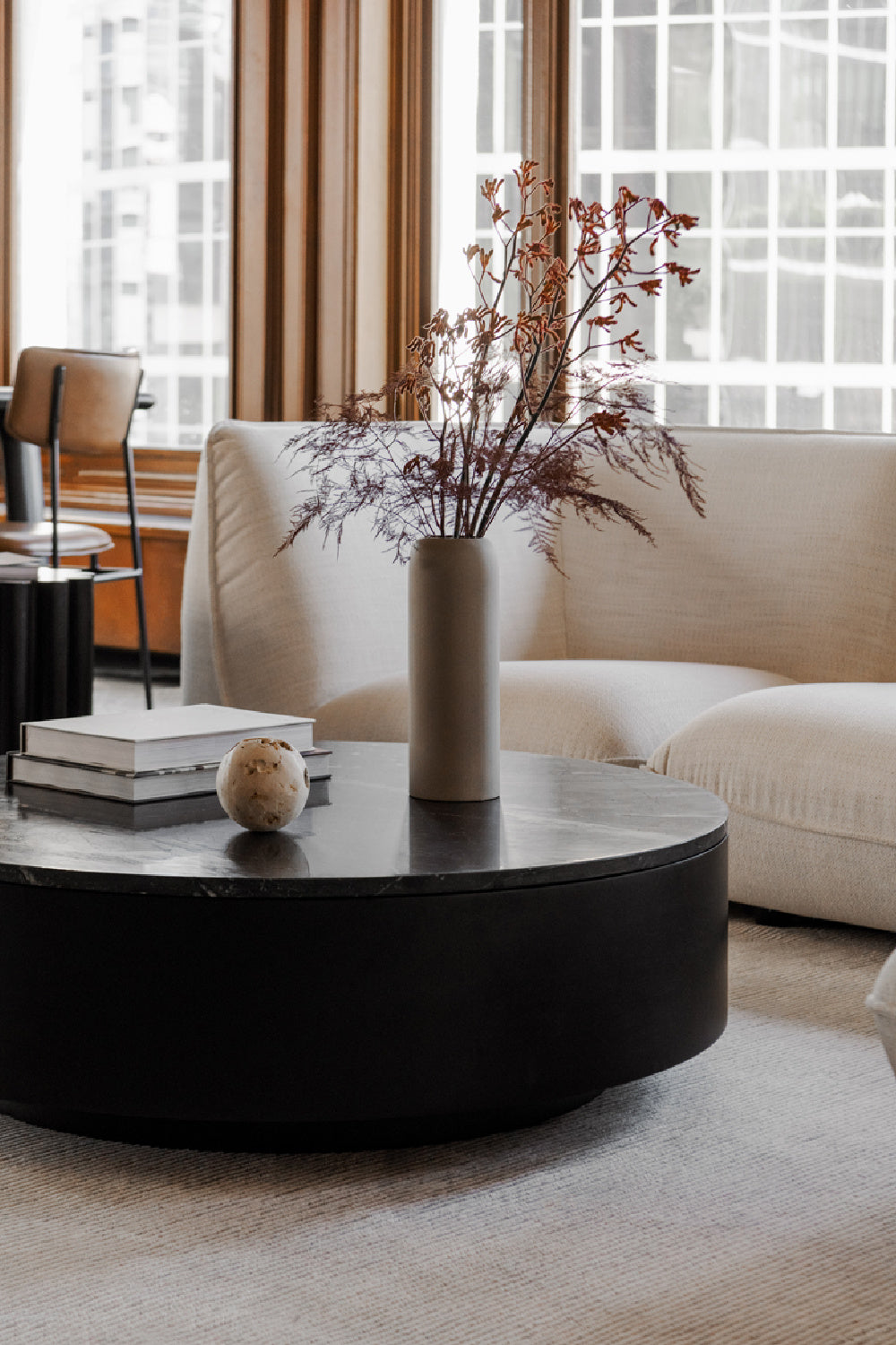 Modern European furniture - Black Marble Round Coffee Table - www.oroa.com