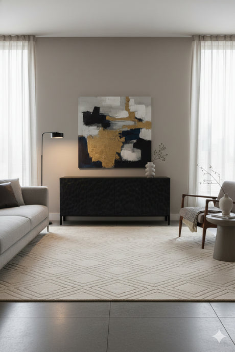 Modern European furniture - Black Oak Chiseled 4-Door Sideboard - www.oroa.com