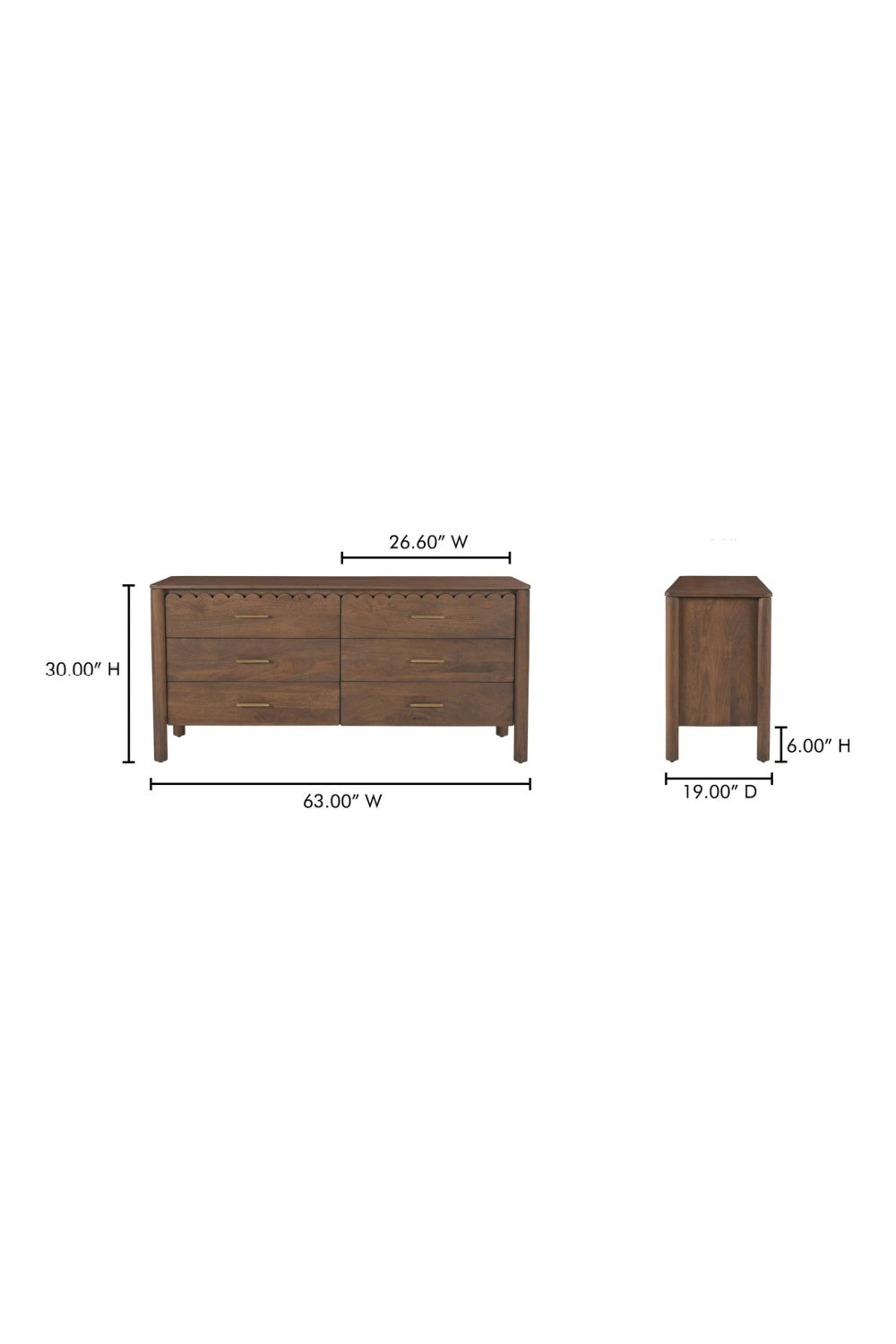   Modern European furniture - Scalloped Edge Wooden 6-Drawer Dresser - www.oroa.com | Oroa.com