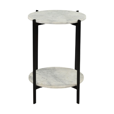 Modern European furniture - White Marble 2-Layer Accent Table - www.oroa.com