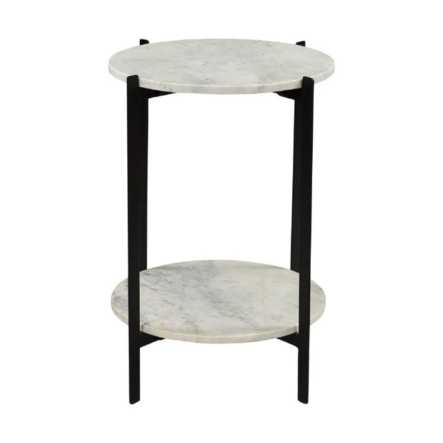 Modern European furniture - White Marble 2-Layer Accent Table - www.oroa.com