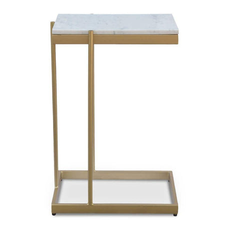 Modern European furniture - Gold-Framed Marble Side Table - www.oroa.com