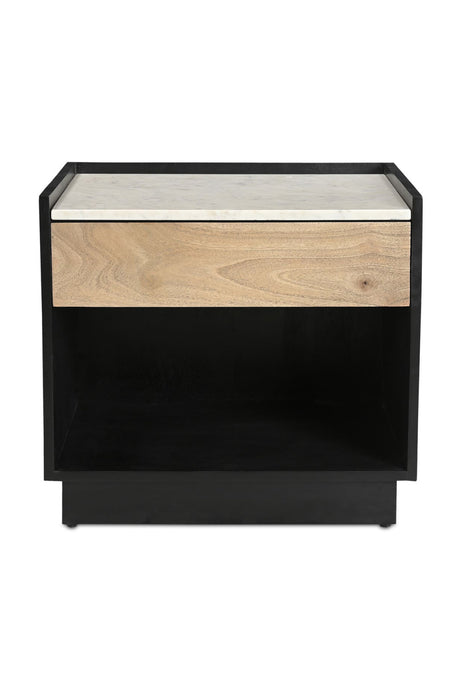 Modern European furniture - Marble Top Black Nightstand - www.oroa.com