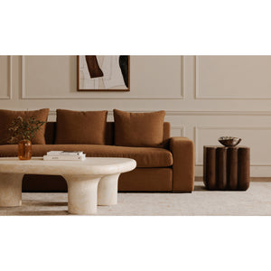 Modern European furniture - Scalloped Brown Acacia Accent Table - www.oroa.com