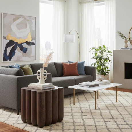 Modern European furniture - Scalloped Brown Acacia Accent Table - www.oroa.com