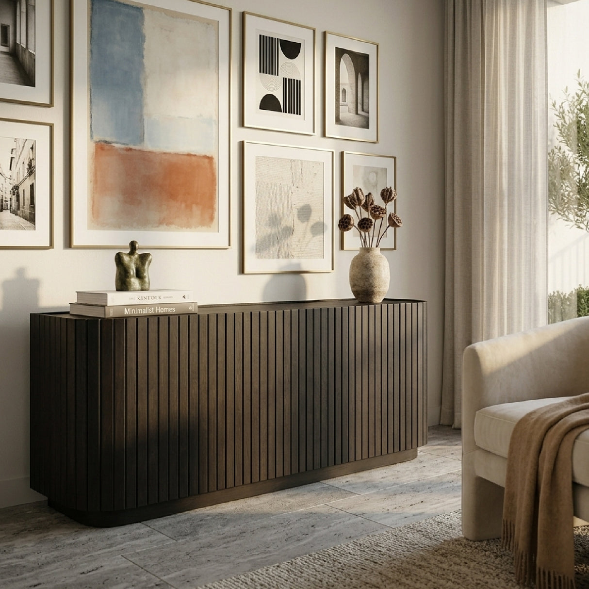   Modern European furniture - Black Acacia 4-Door Sideboard - www.oroa.com | Oroa.com