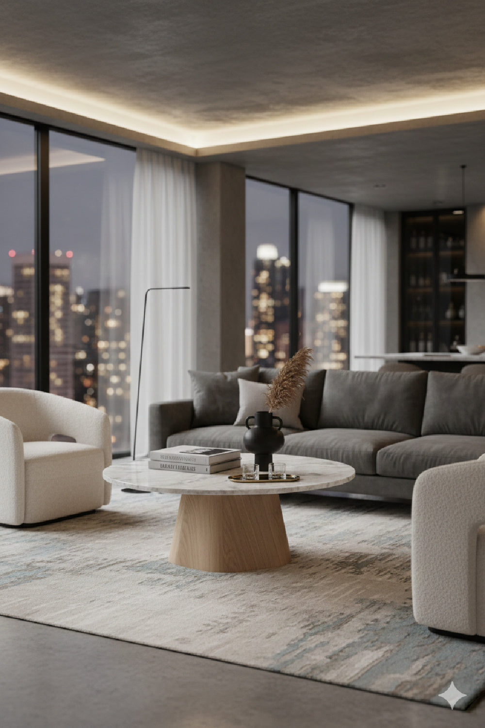 Modern European furniture - Round White Marble Coffee Table - www.oroa.com