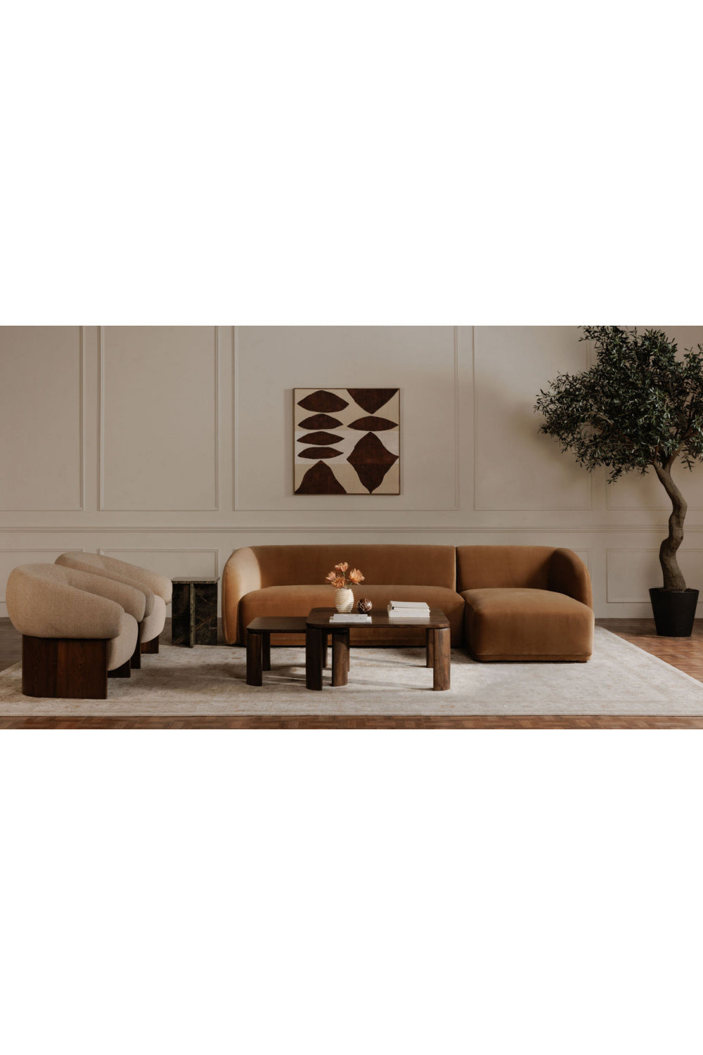 Modern European furniture - Brown Wooden Nesting Coffee Tables (2) - www.oroa.com