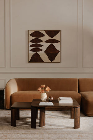 Modern European furniture - Brown Wooden Nesting Coffee Tables (2) - www.oroa.com