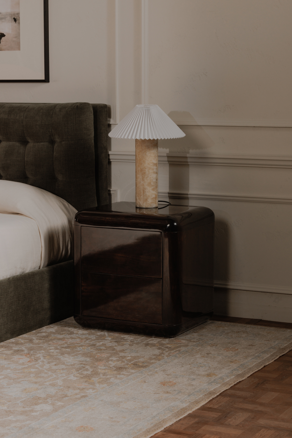   Modern European furniture - 2-Drawer Brown Acacia Nightstand - www.oroa.com | Oroa.com