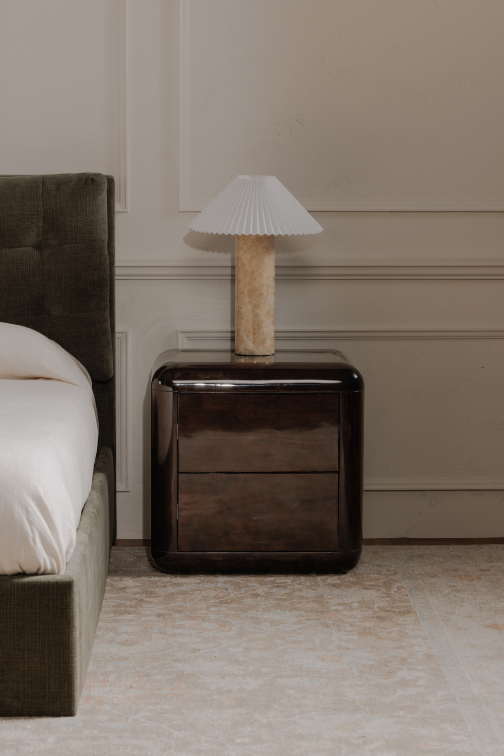   Modern European furniture - 2-Drawer Brown Acacia Nightstand - www.oroa.com | Oroa.com