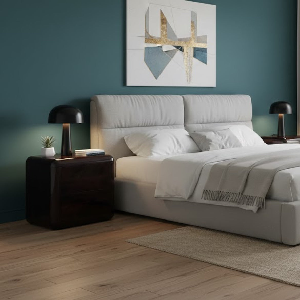   Modern European furniture - 2-Drawer Brown Acacia Nightstand - www.oroa.com | Oroa.com