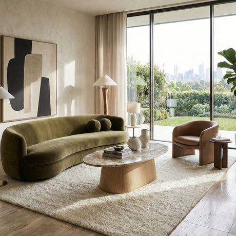 Wood Base Marble Coffee Table | Novi Living Carly | Oroa.com