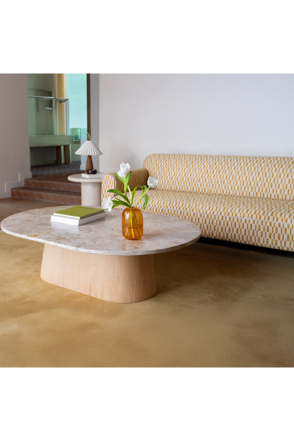 Wood Base Marble Coffee Table | Novi Living Carly | Oroa.com