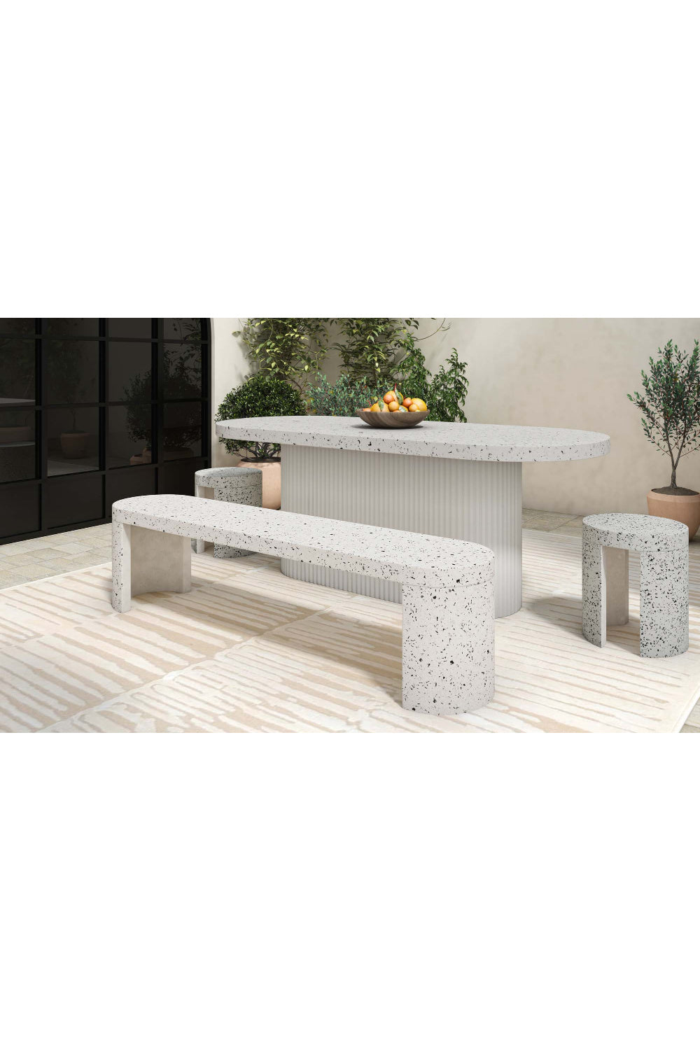   Modern European furniture - White Terrazzo Outdoor Dining Table - www.oroa.com | Oroa.com