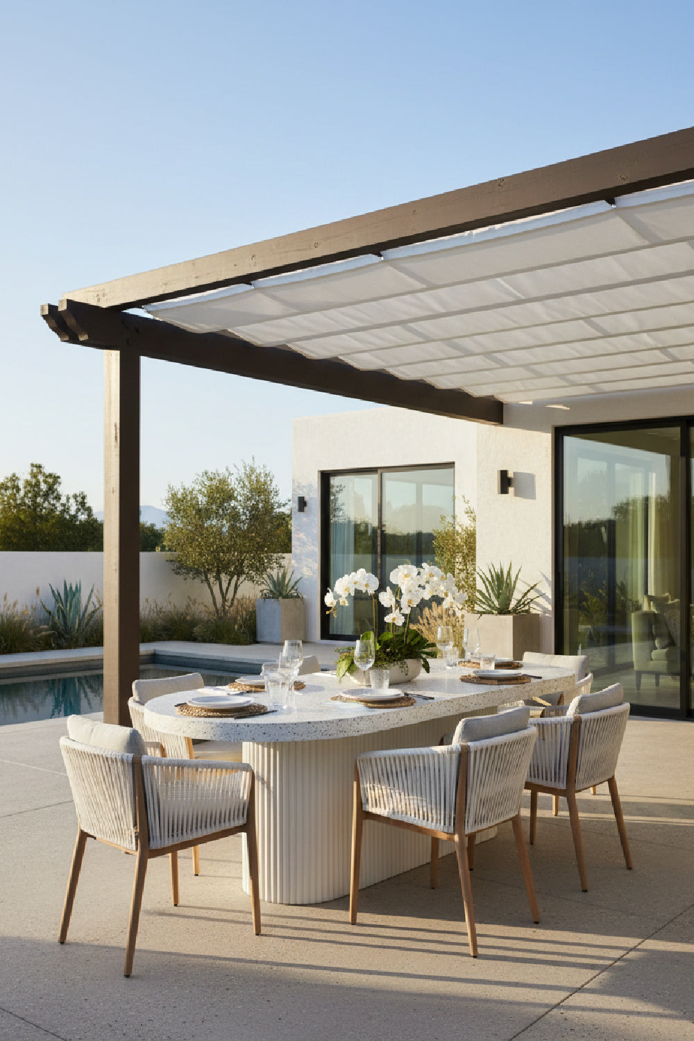   Modern European furniture - White Terrazzo Outdoor Dining Table - www.oroa.com | Oroa.com