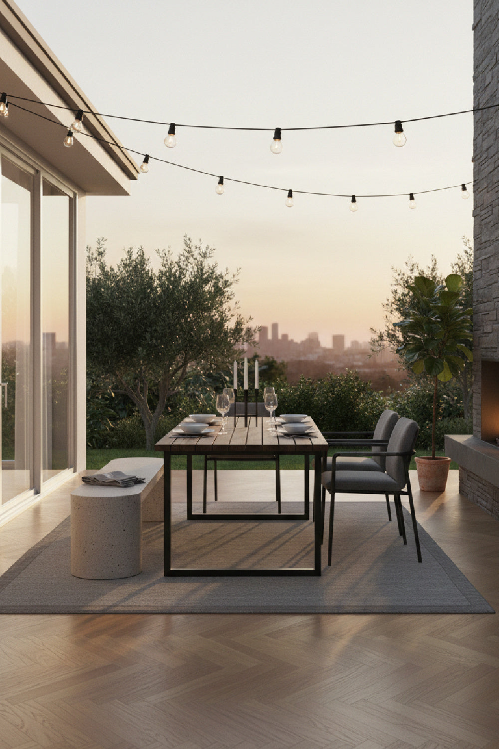 Modern European furniture - White Terrazzo Outdoor Bench - www.oroa.com