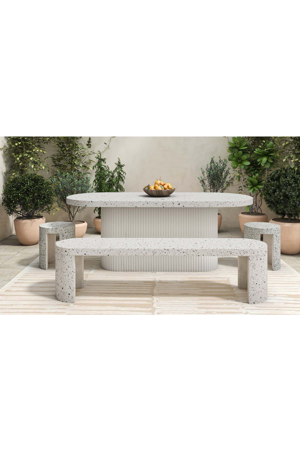Modern European furniture - White Terrazzo Outdoor Bench - www.oroa.com