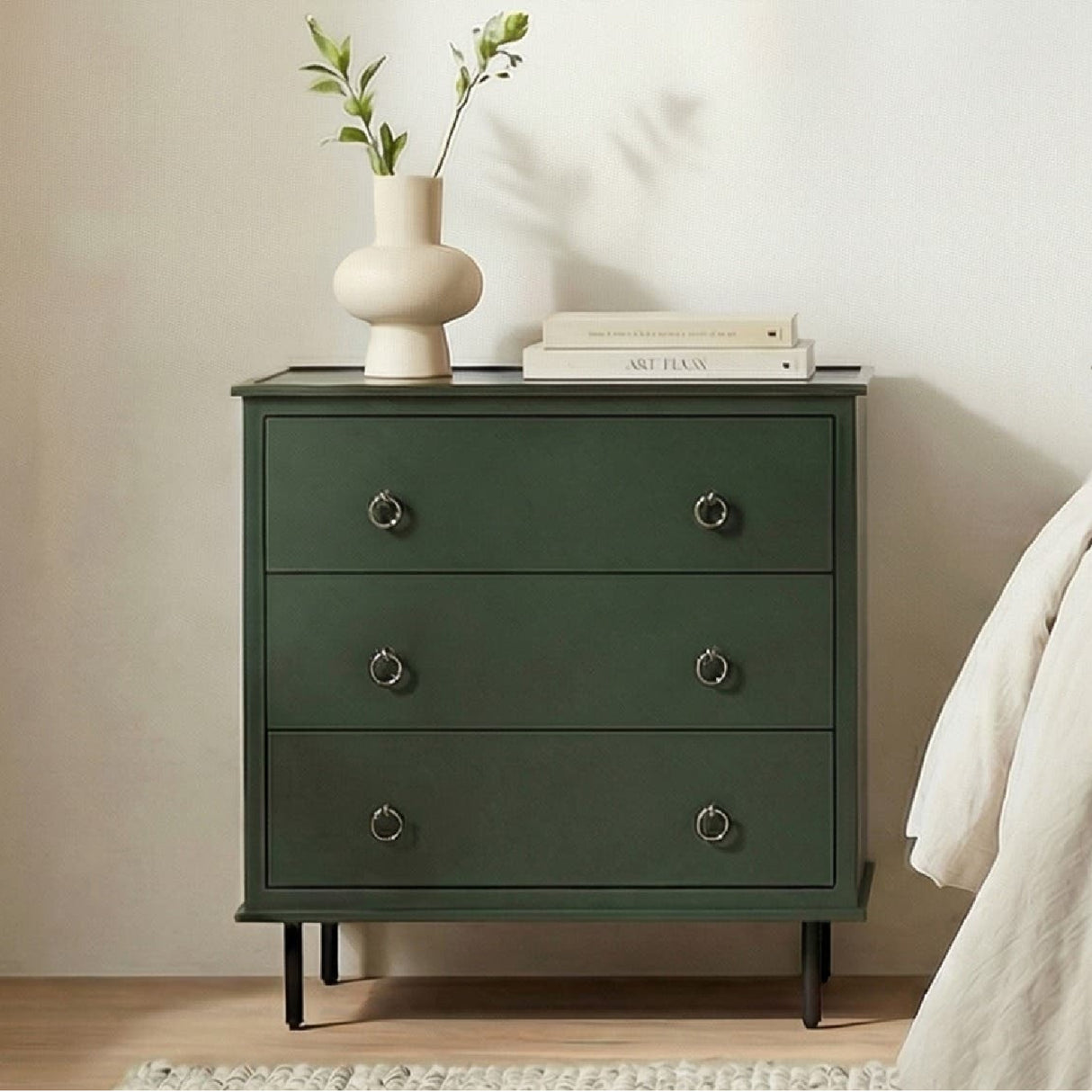 Modern European furniture - Green 3-Drawer Nightstand - www.oroa.com