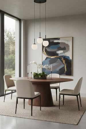 Modern European furniture - Walnut Veneer Oval Dining Table - www.oroa.com