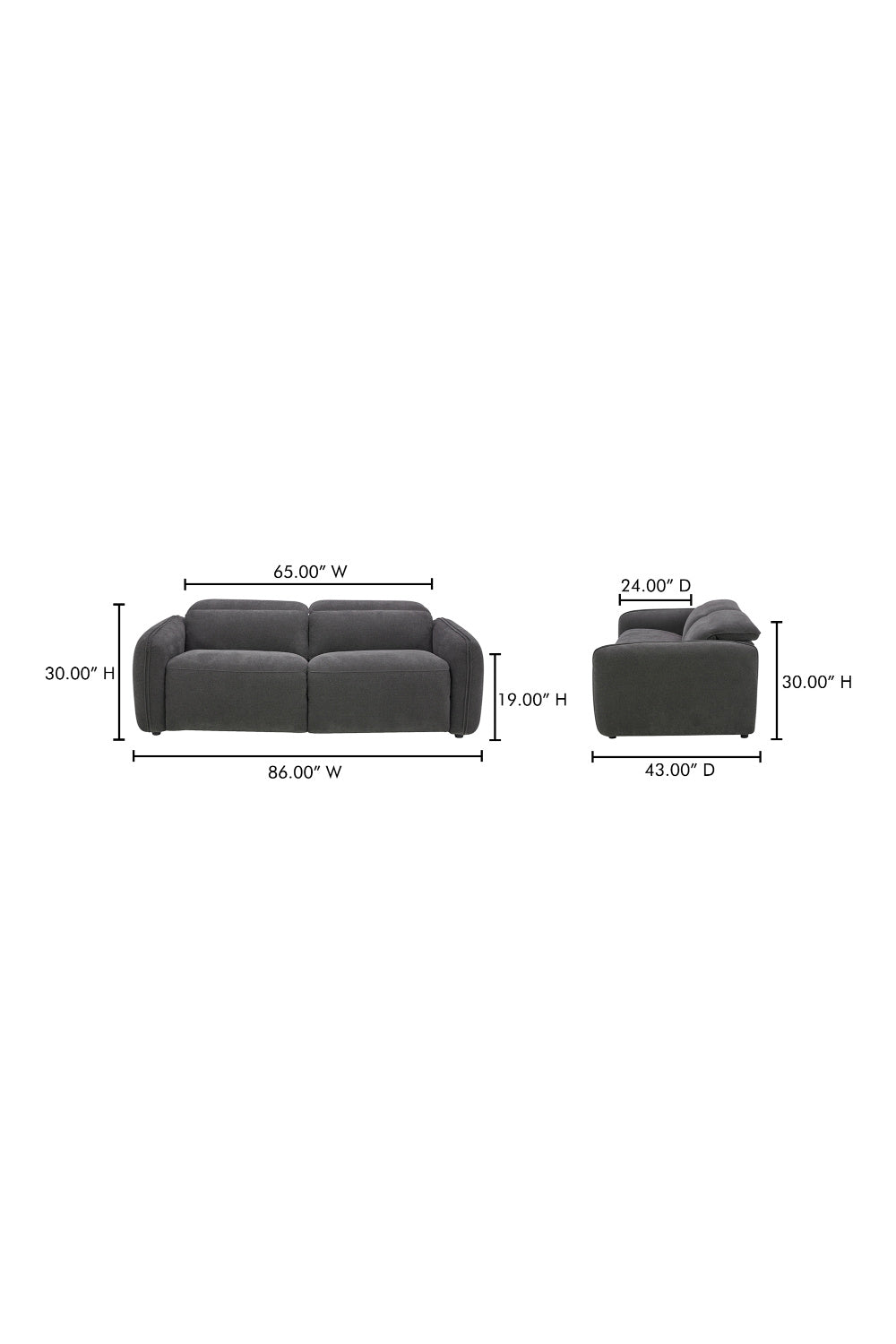   Modern European furniture - Gray Power Recliner Sofa - www.oroa.com | Oroa.com