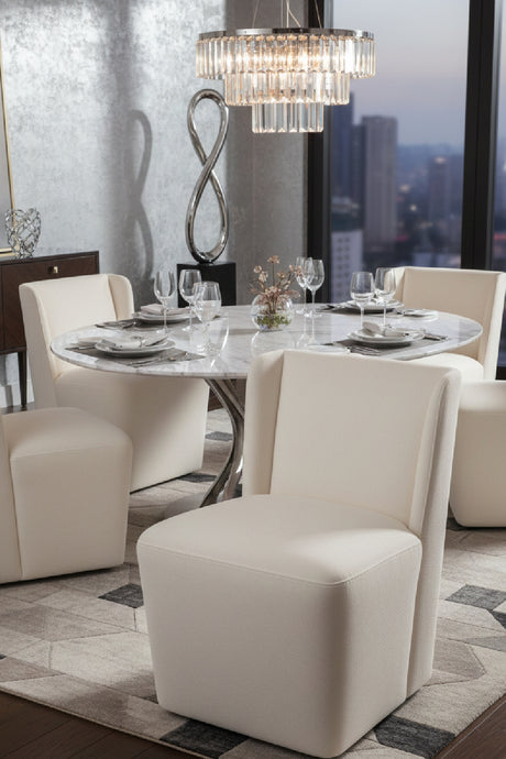Modern European furniture - Upholstered Rolling Dining Chair - www.oroa.com
