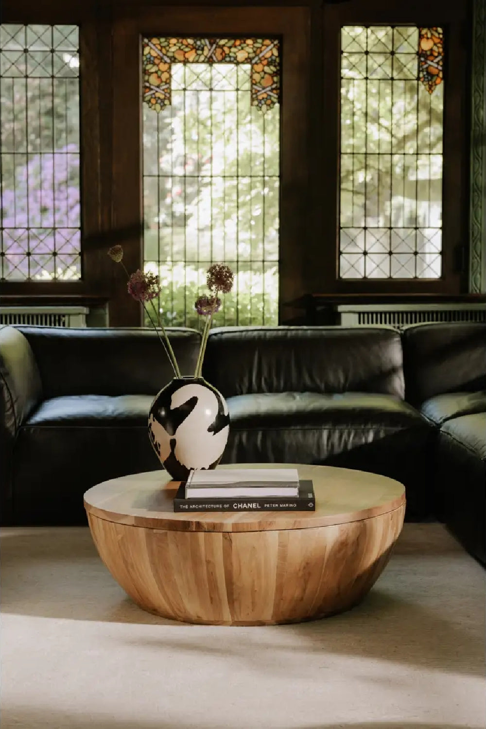 Modern European furniture - Round Acacia Storage Coffee Table - www.oroa.com