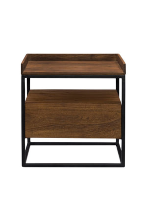 Modern European furniture - Brown Acacia 1-Drawer Side Table - www.oroa.com