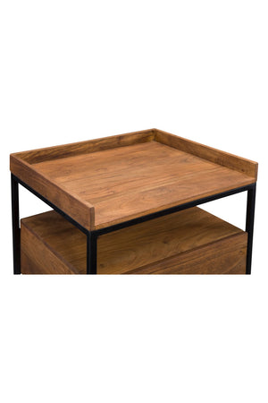 Modern European furniture - Brown Acacia 1-Drawer Side Table - www.oroa.com