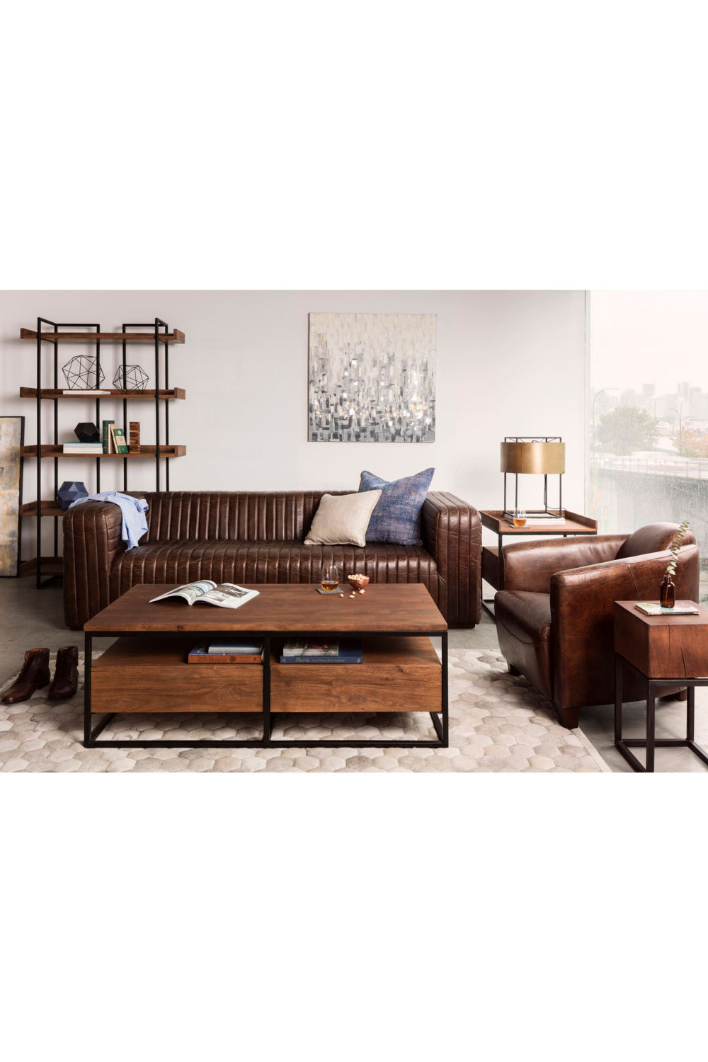 Modern European furniture - Brown Acacia 1-Drawer Side Table - www.oroa.com