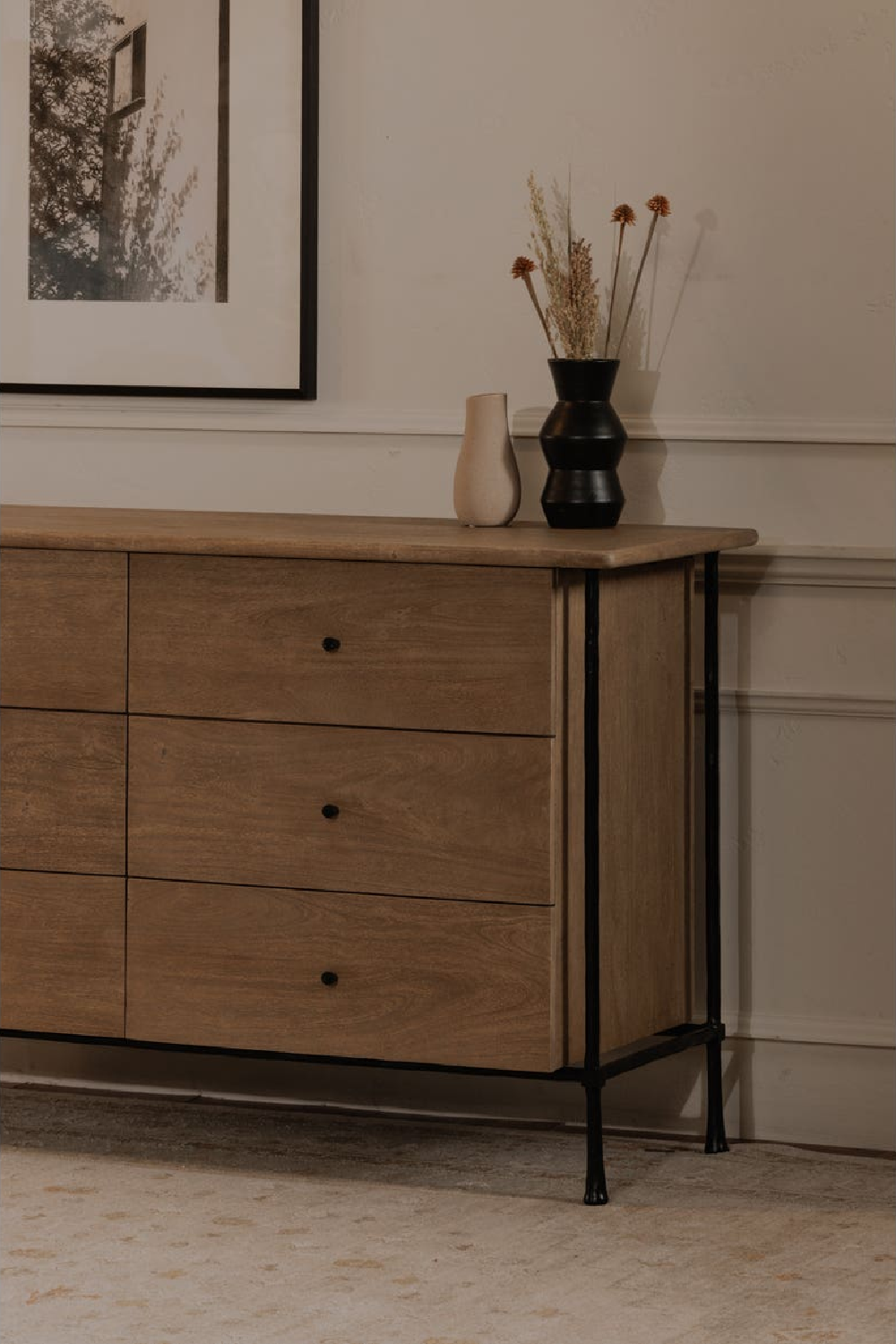 Wire-Brushed Acacia 6-Drawer Dresser | Novi Living Rene | Oroa.com