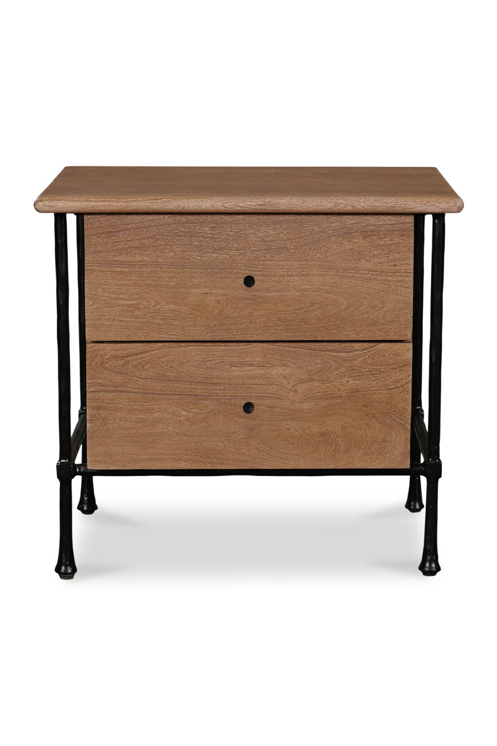 Wire-Brushed Acacia 2-Drawer Nightstand | Novi Living Rene | Oroa.com