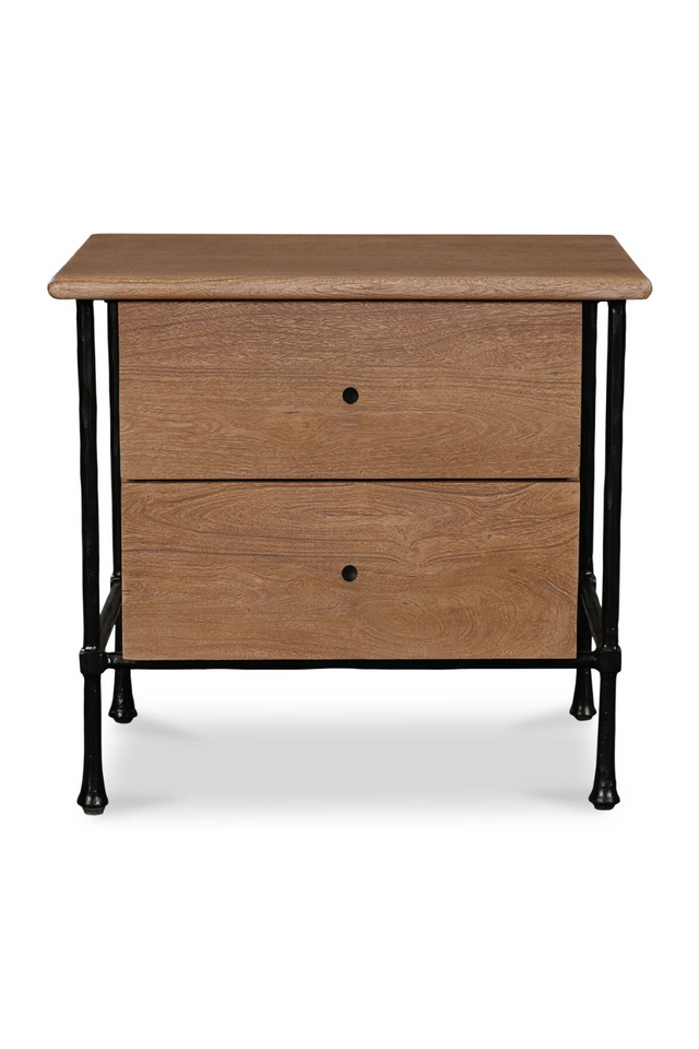 Wire-Brushed Acacia 2-Drawer Nightstand | Novi Living Rene | Oroa.com