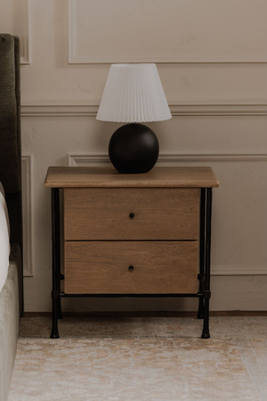 Wire-Brushed Acacia 2-Drawer Nightstand | Novi Living Rene | Oroa.com