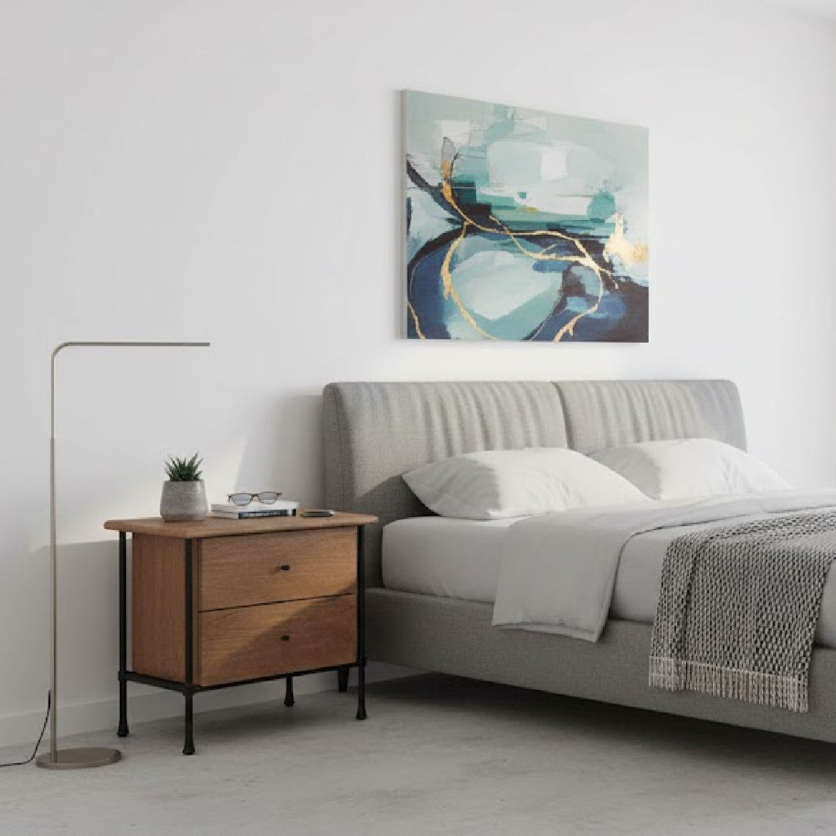 Wire-Brushed Acacia 2-Drawer Nightstand | Novi Living Rene | Oroa.com