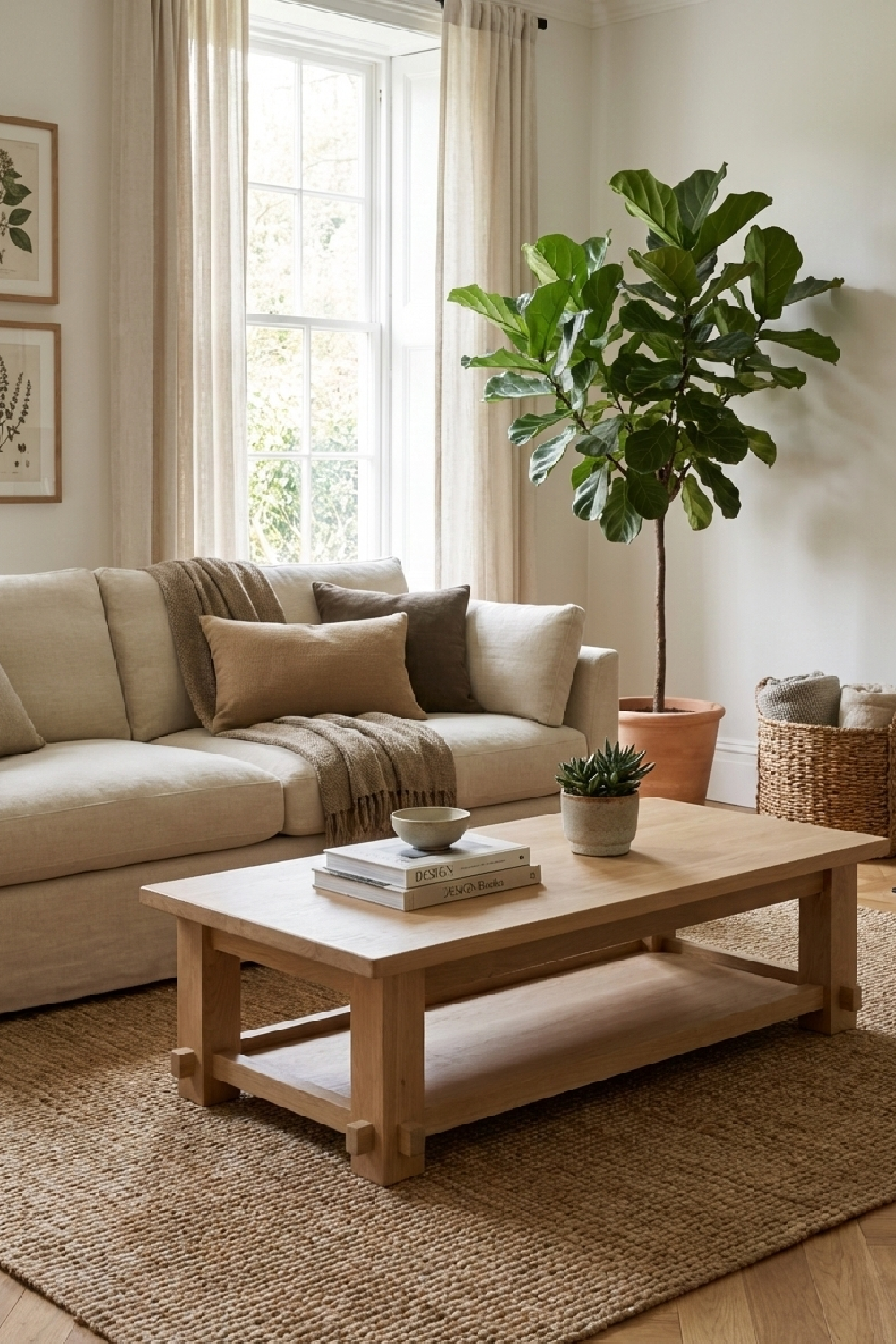 Natural Solid Oak Coffee Table | Novi Living Morey | Oroa.com